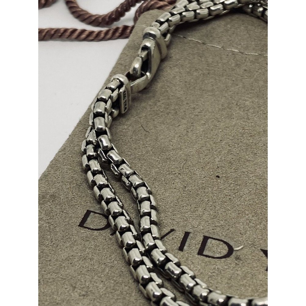David Yurman Sterling Silver & Onyx ID Bracelet Double Box Chain Link 8.5” - Picture 7 of 9